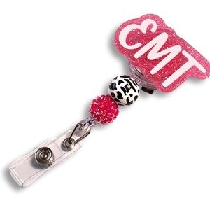 Pink Glitter EMT Badge Reel